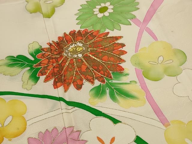 平和屋着物●訪問着　駒刺繍　吉祥花文　金彩　ますいわ屋扱い　正絹　逸品　AABH5108fy 平和屋着物○訪問着 友禅 駒刺繍 地紙花文 金彩 正絹 逸品 AABG7352ph