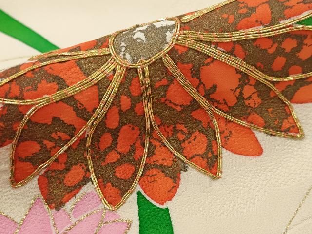 平和屋着物●訪問着　駒刺繍　花筏文　暈し染め　金彩　正絹　逸品　AABF6975ph 平和屋着物○訪問着 駒刺繍 花筏文 暈し染め 金彩 正絹 逸品