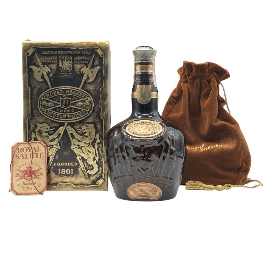 中古ROYAL SALUTE ロイヤルサルート 21年 赤 茶 陶器 ウイスキー