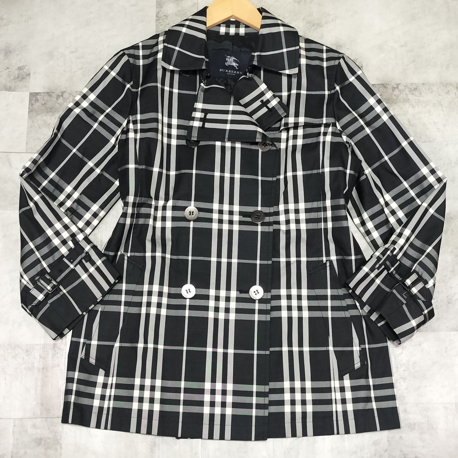 シルク混【美品】BURBERRY LONDON ノバチェック ブラックチェック 