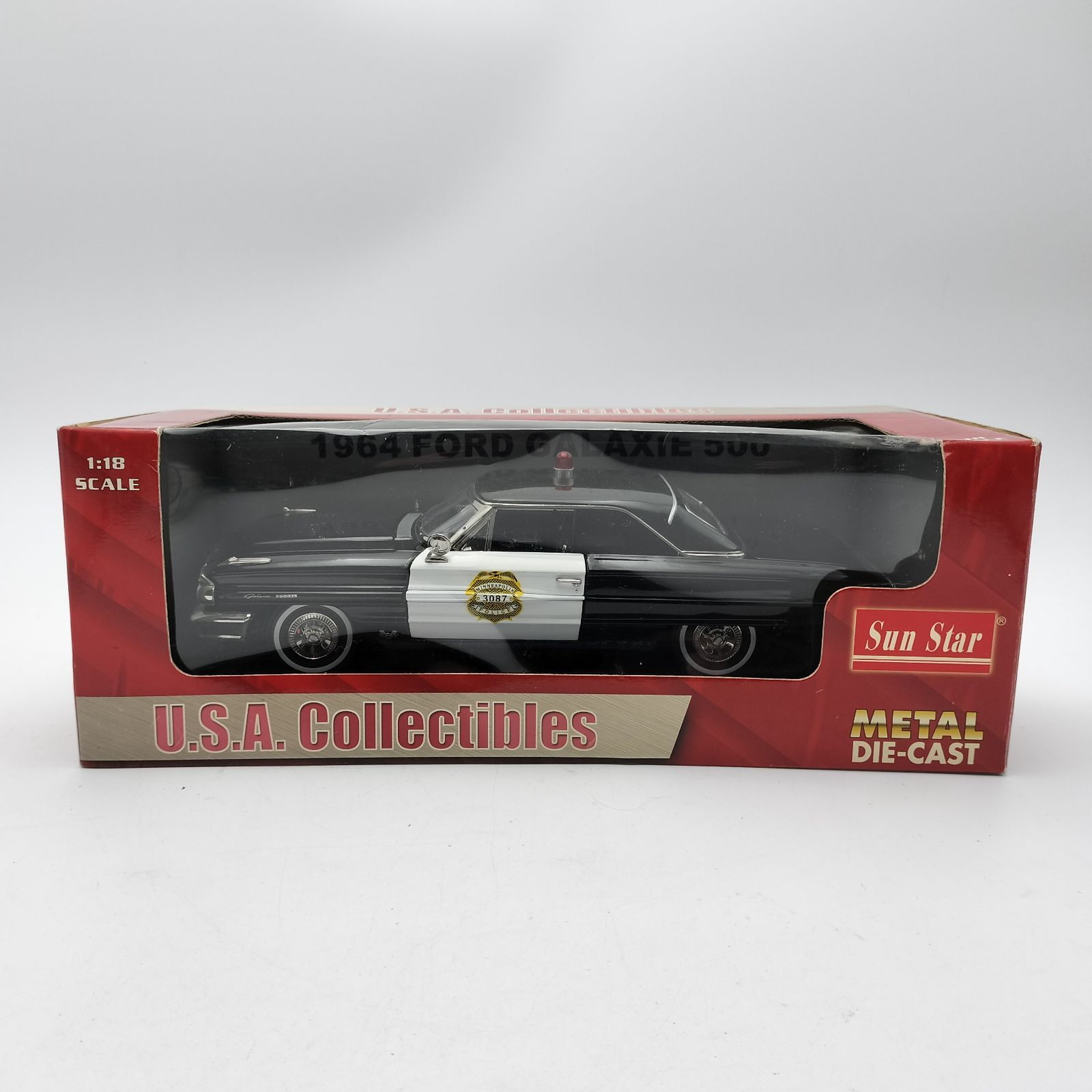 サンスター】 1/18 1964 フォード ギャラクシー 500 パトカー ダイ 