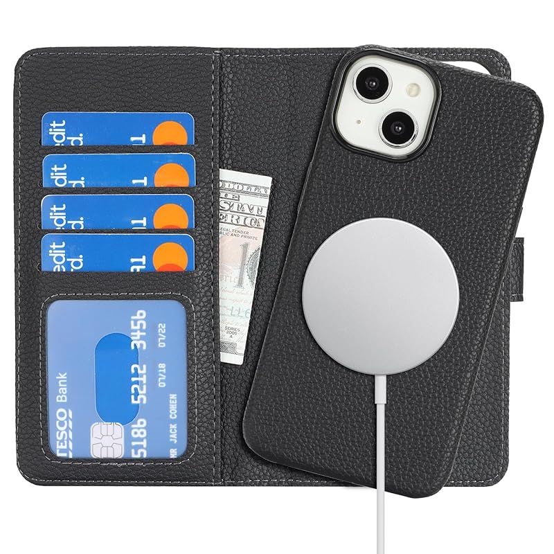 【新品】 Ｈａｖａｙａ iPhone15 ケース Magsafe 対応 iPhone 15 ケース 手帳型 マグセーフ 耐衝撃 【分離式2in1】 ワイヤレス充電対応 カード収納 フェイクレザー（6.1インチ対応） -ブラック 0