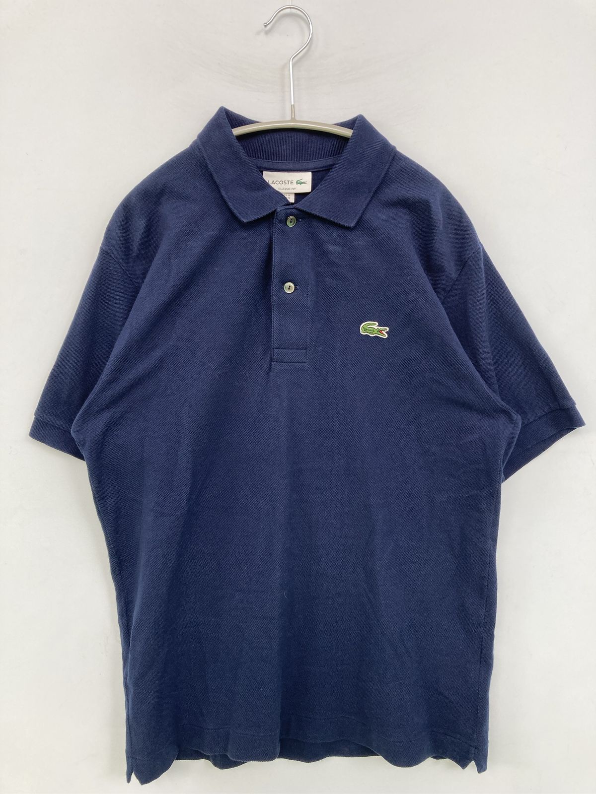 LACOSTE ラコステ ポロシャツ US S ネイビー 無地 ワンポイント 