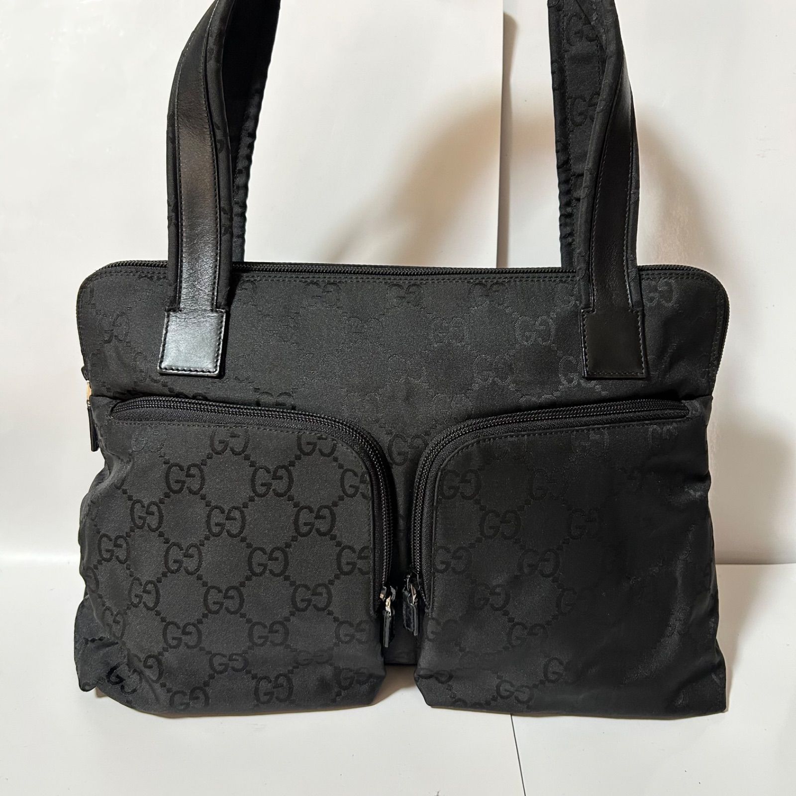 GUCCI グッチ GGナイロン レザー 001 3705 002113 ハンドバッグ トート 