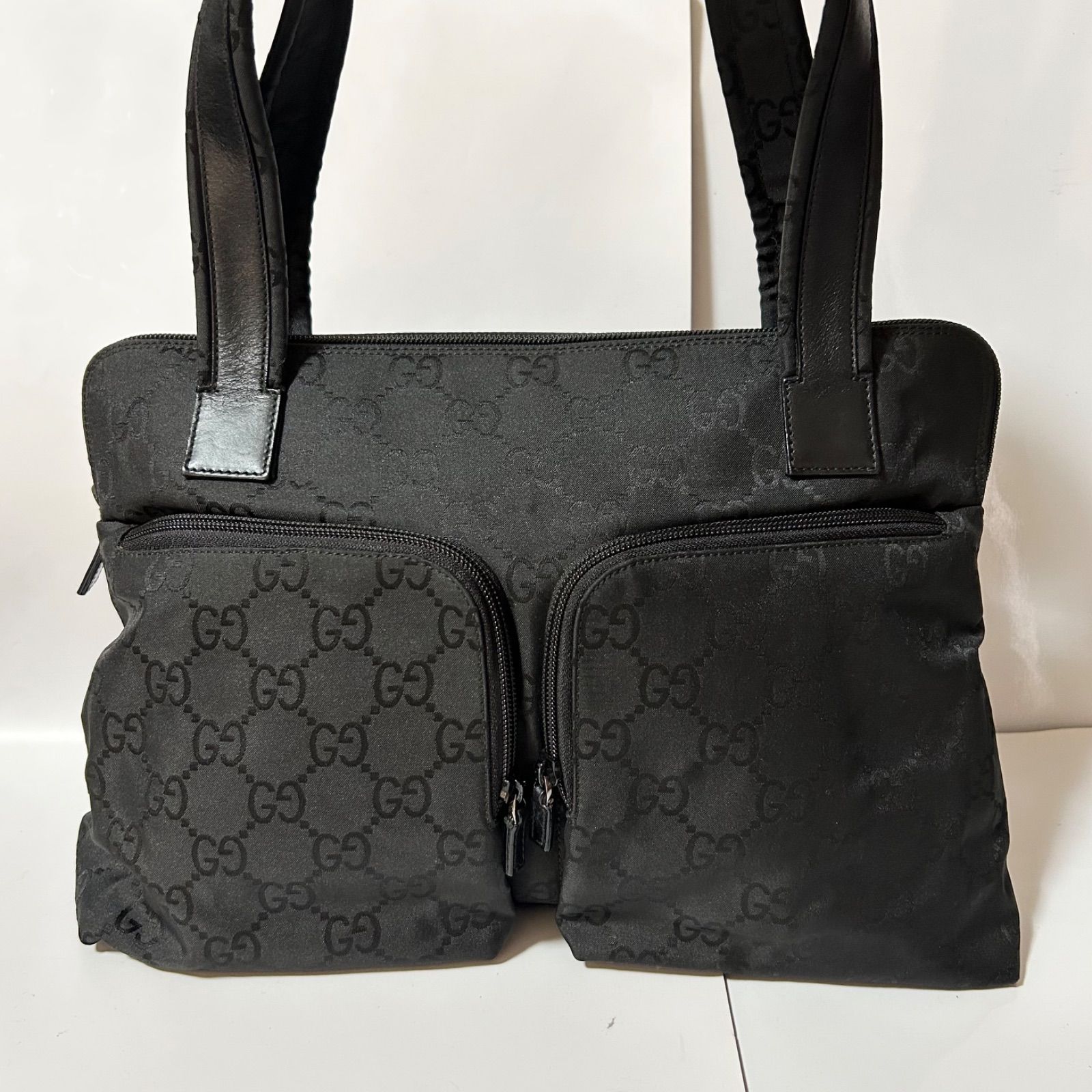 GUCCI グッチ GGナイロン レザー 001 3705 002113 ハンドバッグ トート 