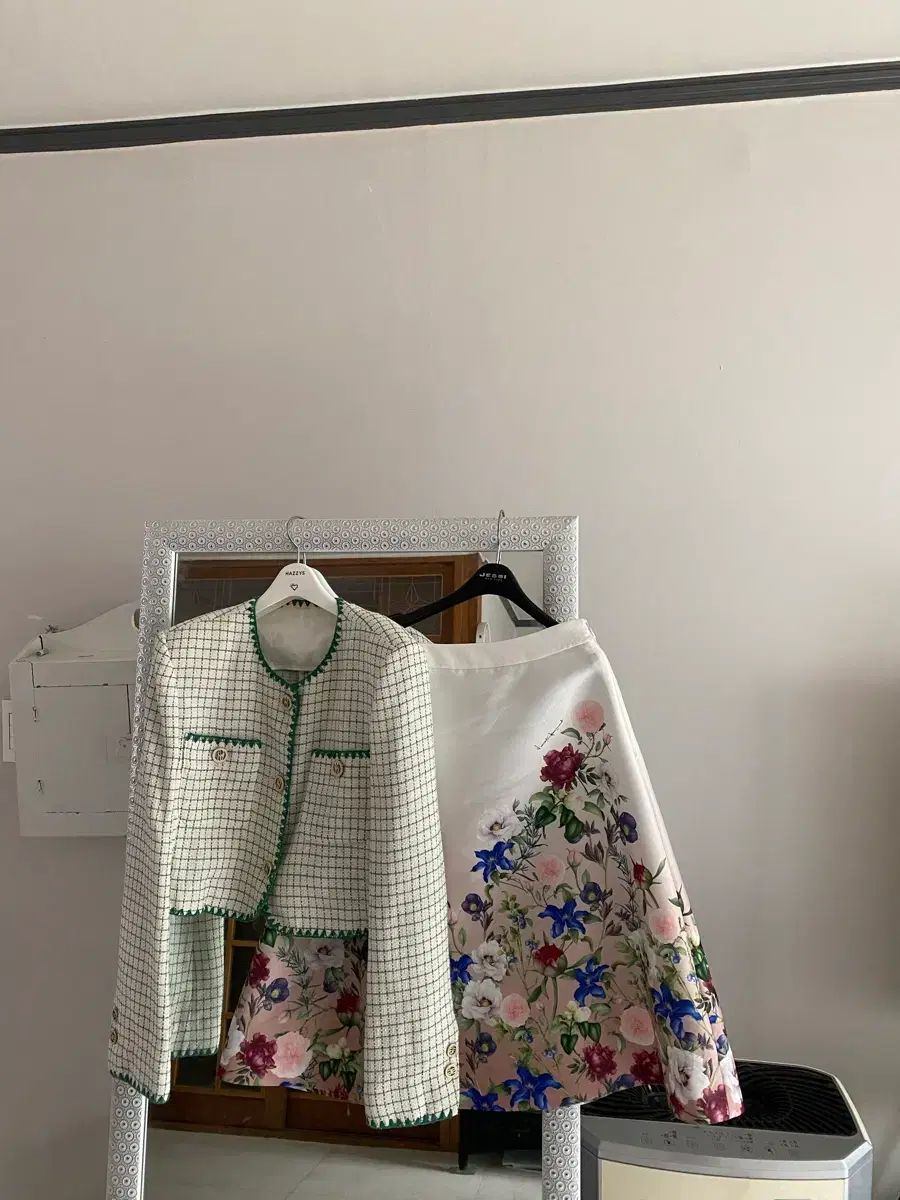 55 JS NEW YORK 22万円 ツイードジャケット 水彩 スカート MOJO.S.PHINE ランバン ミシャ
