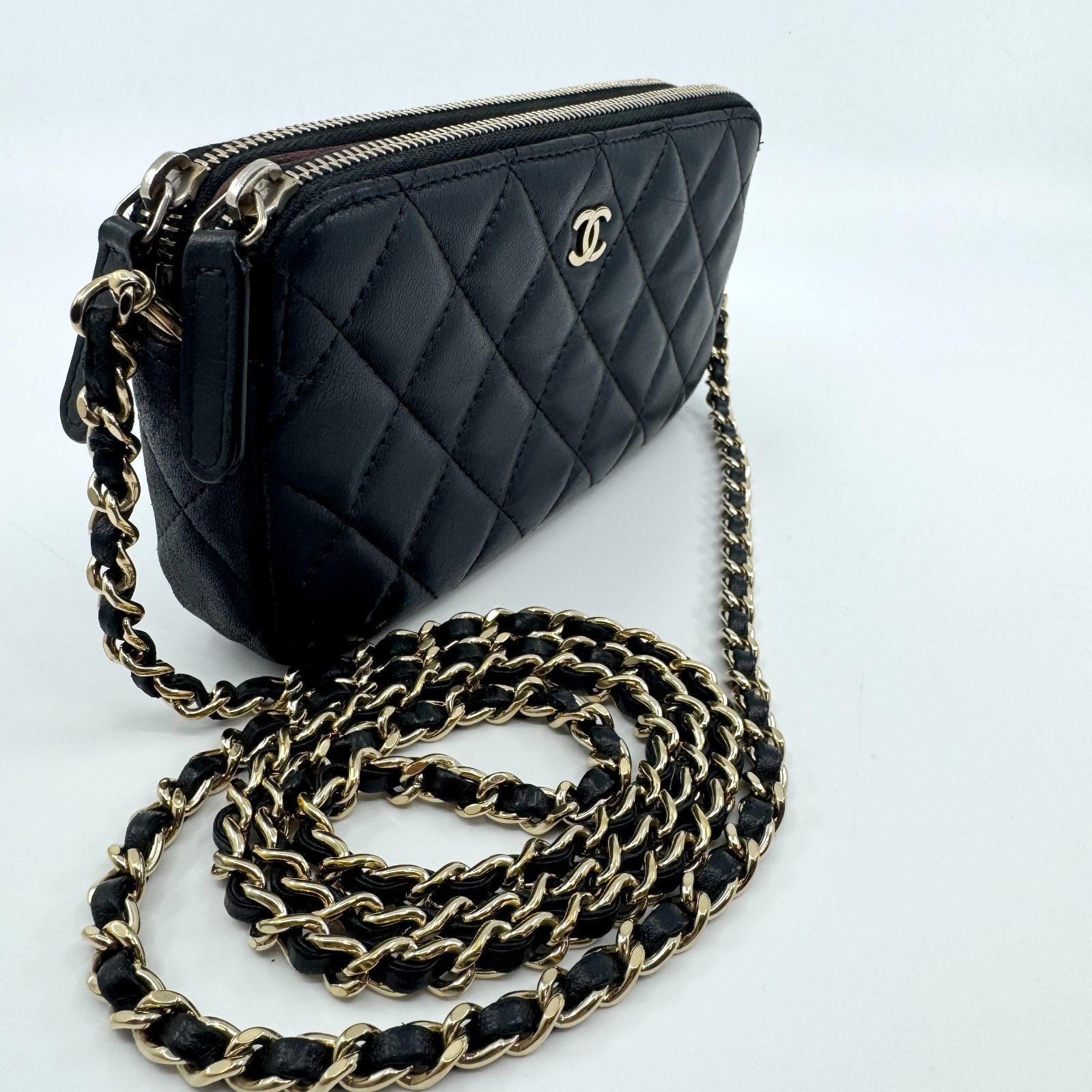 美品】CHANEL シャネル チェーンショルダーバッグ ラムスキン 