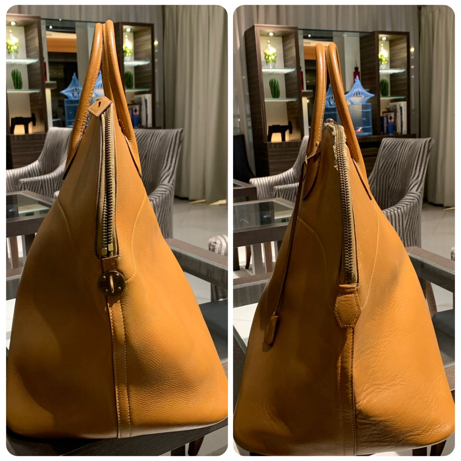 ◎本物 HERMES エルメス ボリード45 キャメル ブラウン ゴールド金具 L 