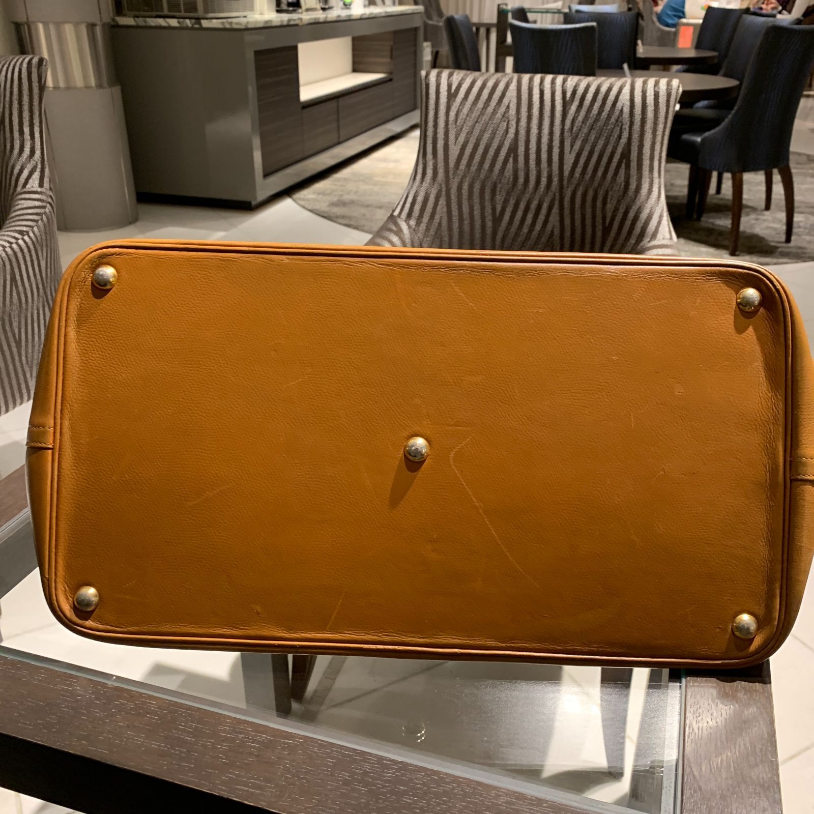 ◎本物 HERMES エルメス ボリード45 キャメル ブラウン ゴールド金具 L 