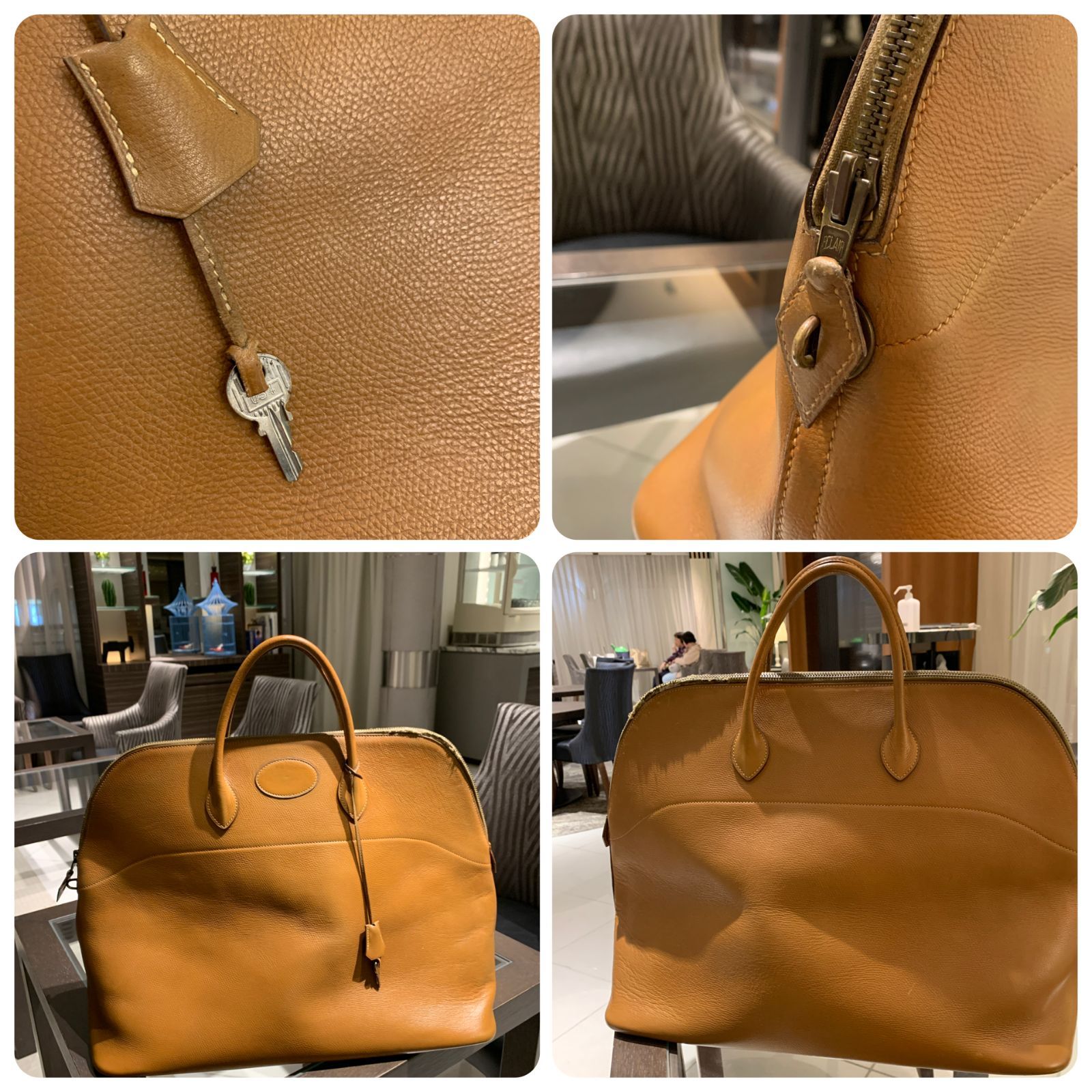 ◎本物 HERMES エルメス ボリード45 キャメル ブラウン ゴールド金具 L 
