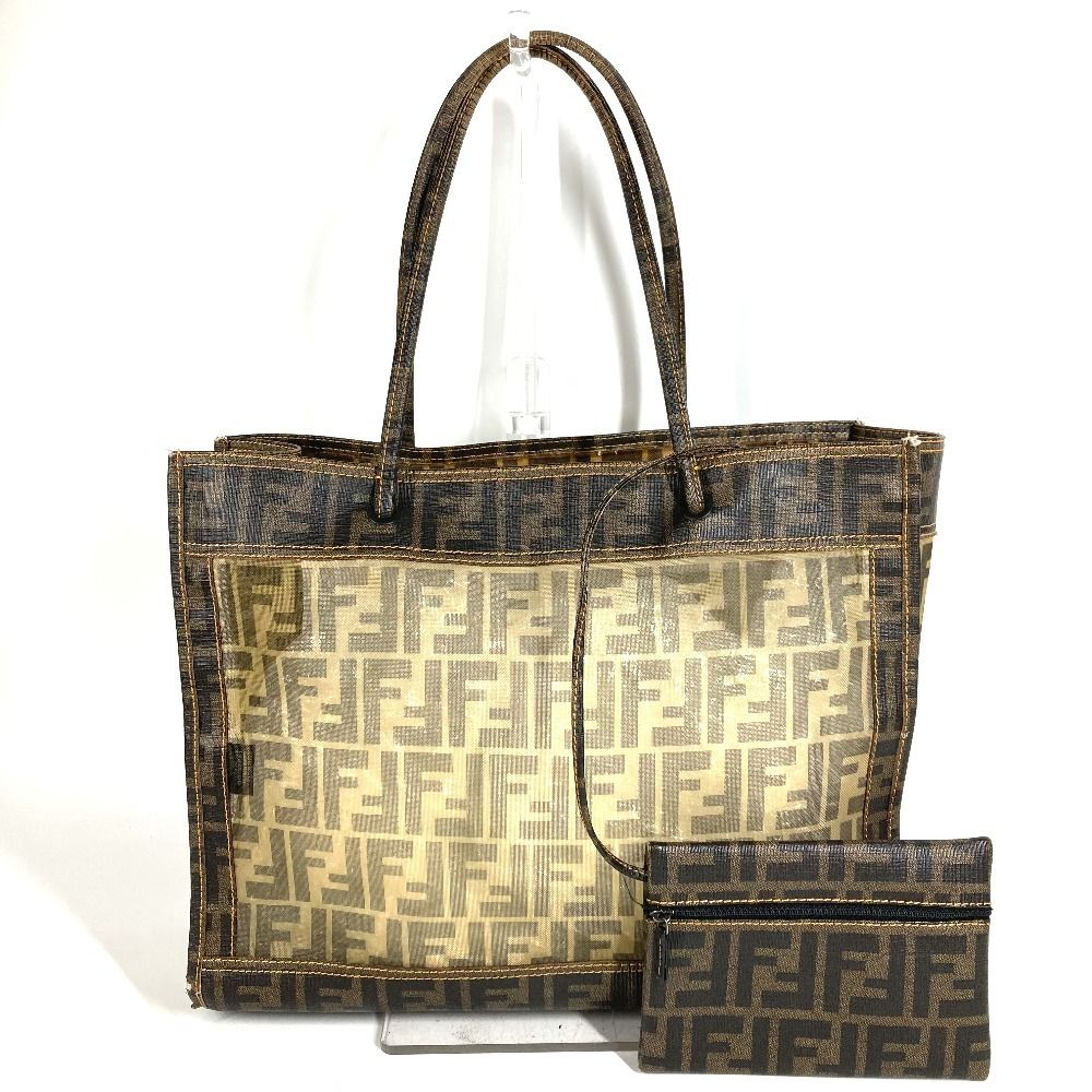 FENDI フェンディ ショルダーバッグ ズッカ メッシュ ロゴ PVC 