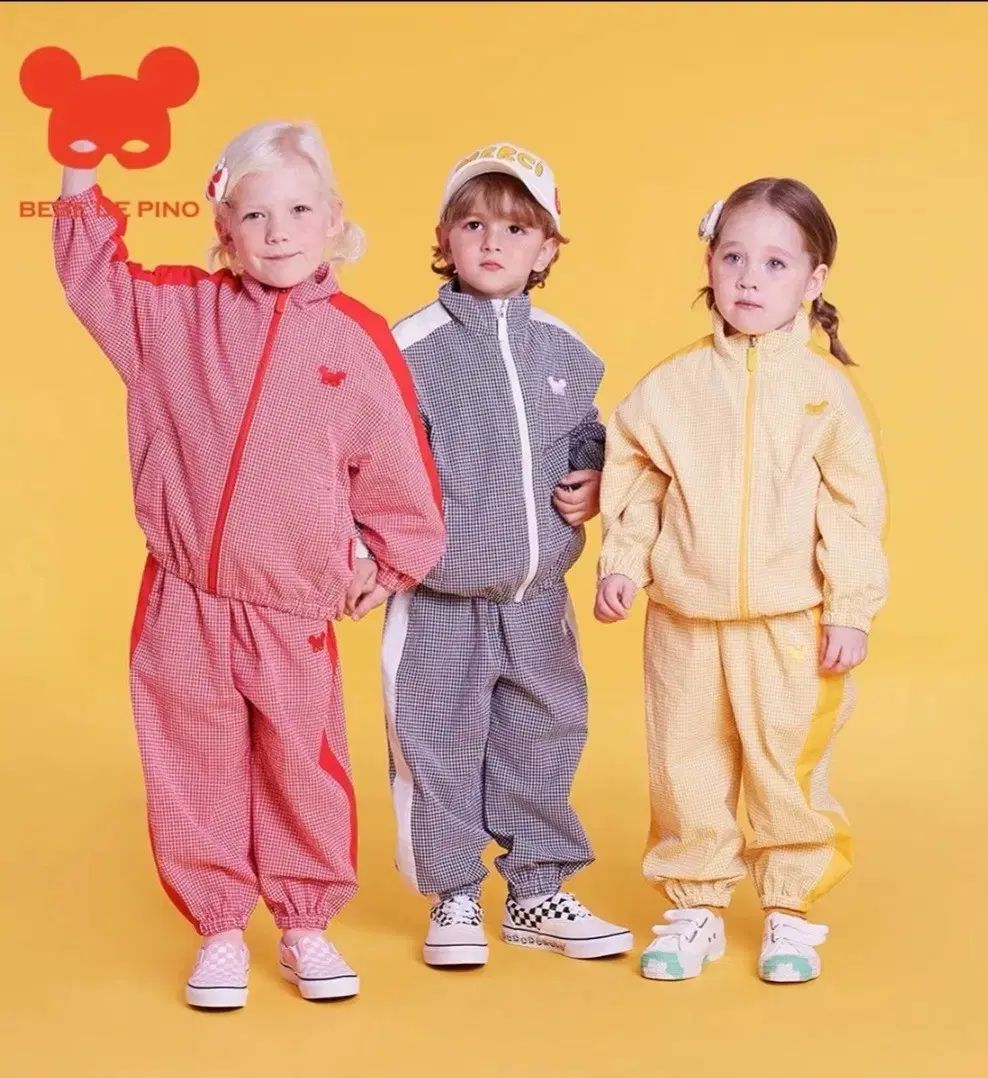 BEBE DE PINO ベベデピノ 新品/120 ベーシック CHECK シアサッカー 上下セット ウィンドブレーカー