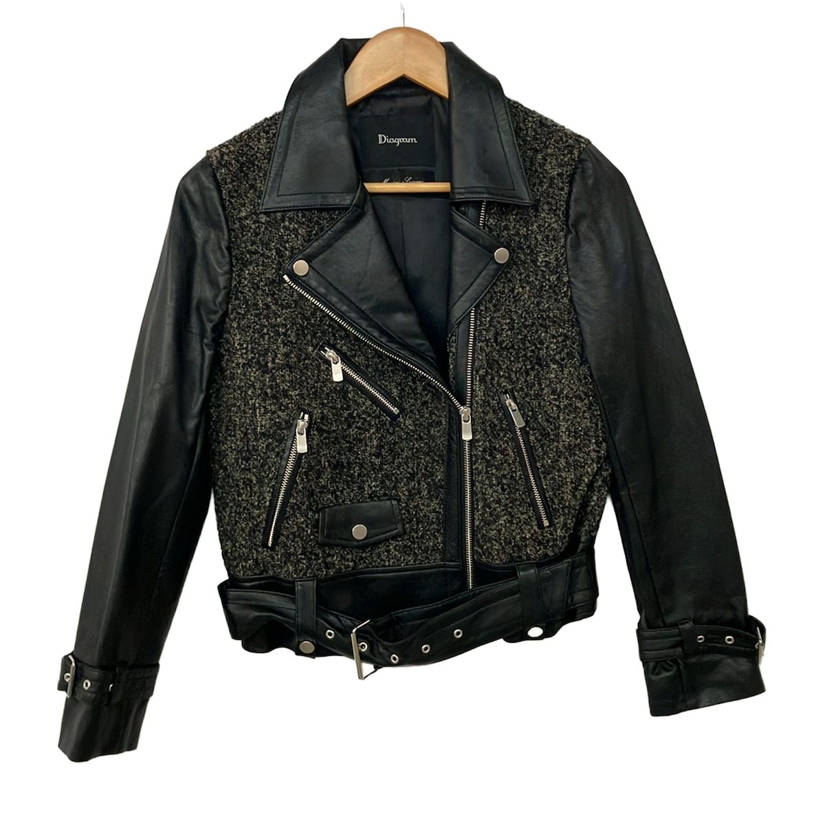 ダイアグラムライダースジャケット ダイアグラム ライダースジャケット サイズ36 S レディース美品 - 黒