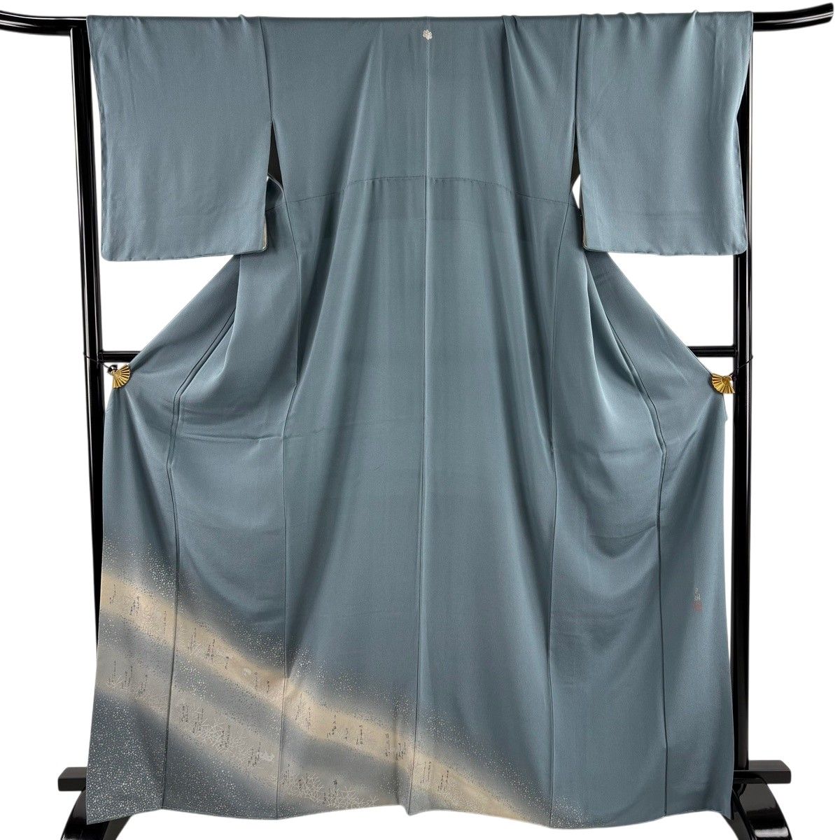 美品】 色留袖 身丈167cm 裄丈67.5cm L 袷 松尾光琳 落款 鹿図 斜縞 銀