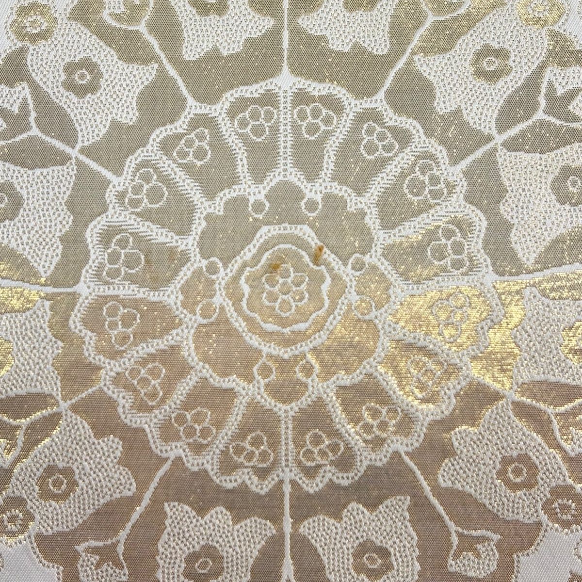 袋帯 秀品 服部織物 落款 華文 オリエント更紗 箔 クリーム 六通 正絹