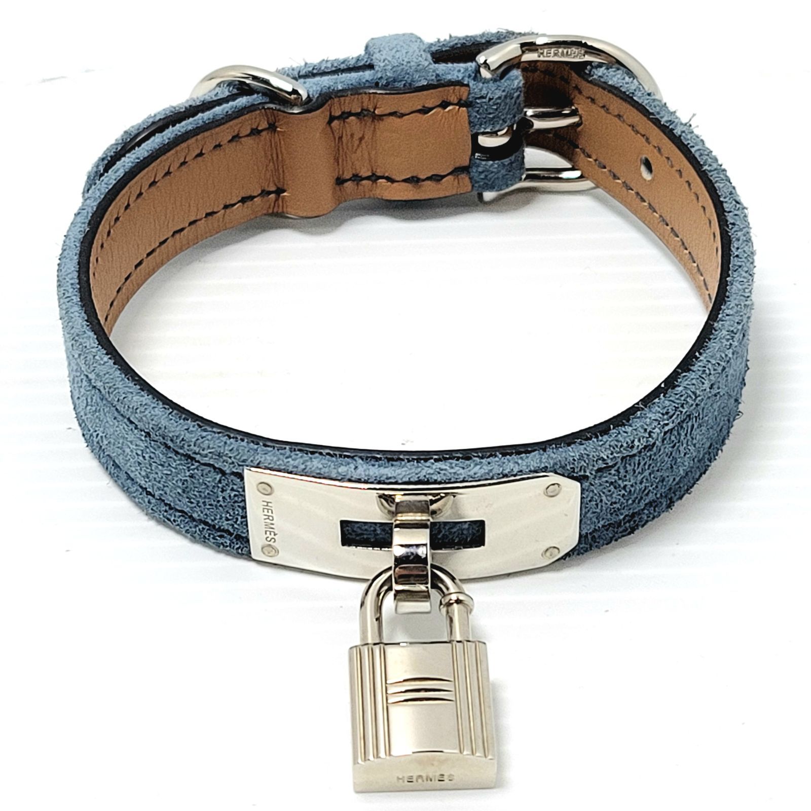 美品】HERMES エルメス ケリー ドッグカラー スウェード ブルー カデナ