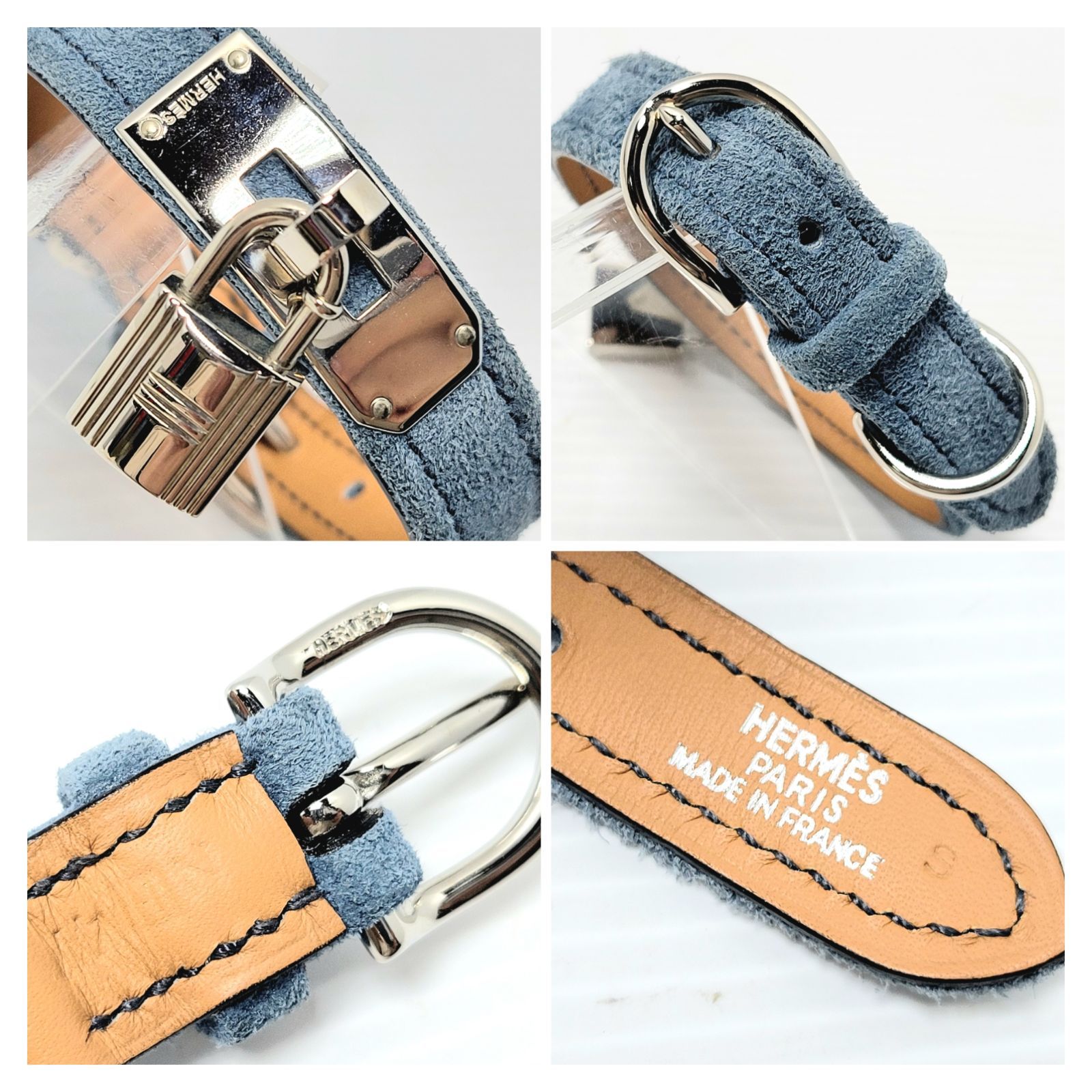美品】HERMES エルメス ケリー ドッグカラー スウェード ブルー カデナ