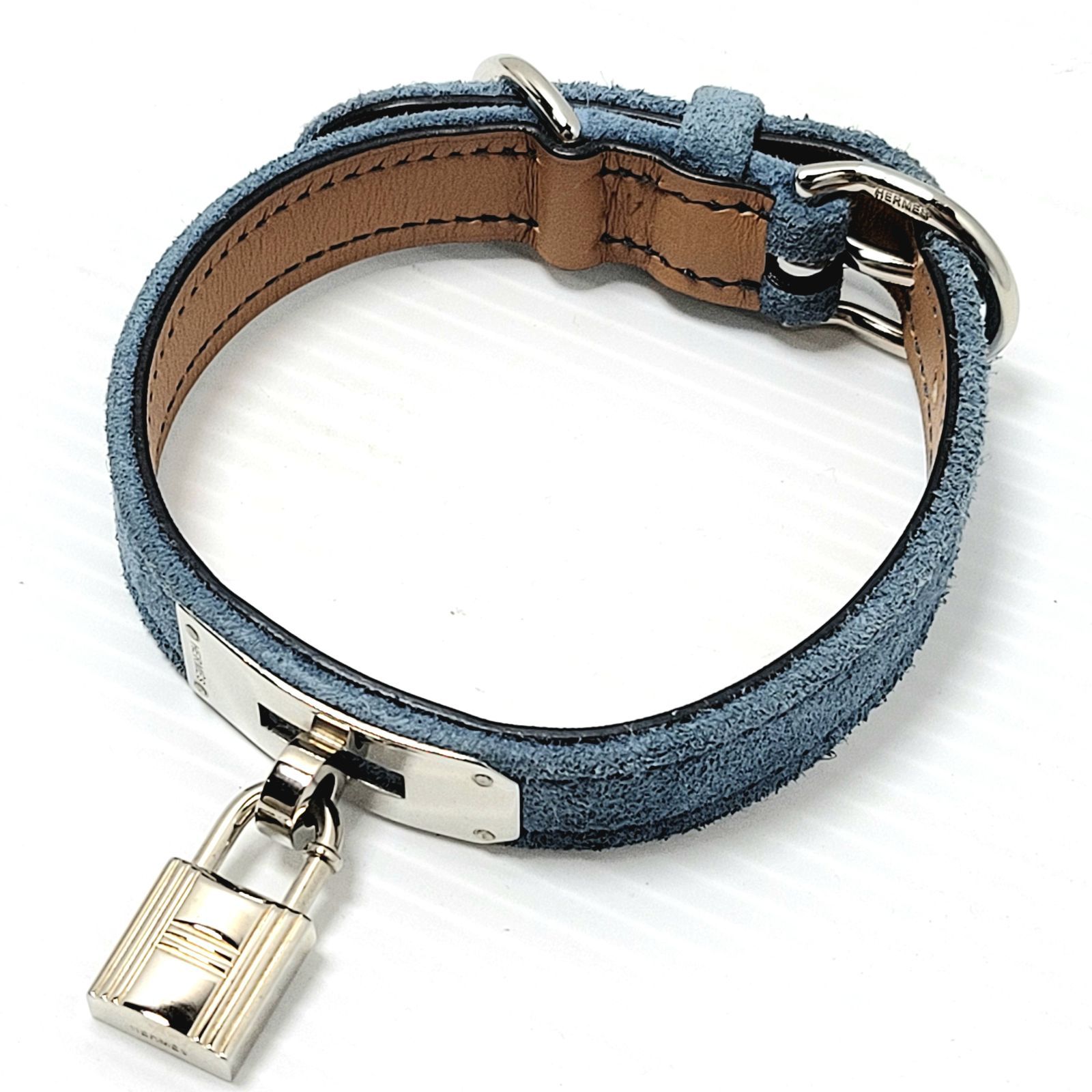 美品】HERMES エルメス ケリー ドッグカラー スウェード ブルー カデナ