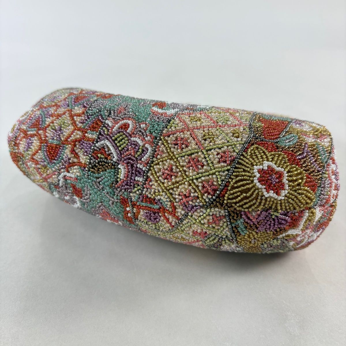 和装バッグ 優品 ビーズバッグ フォーマル 草花 山吹茶色 ビーズ 和装