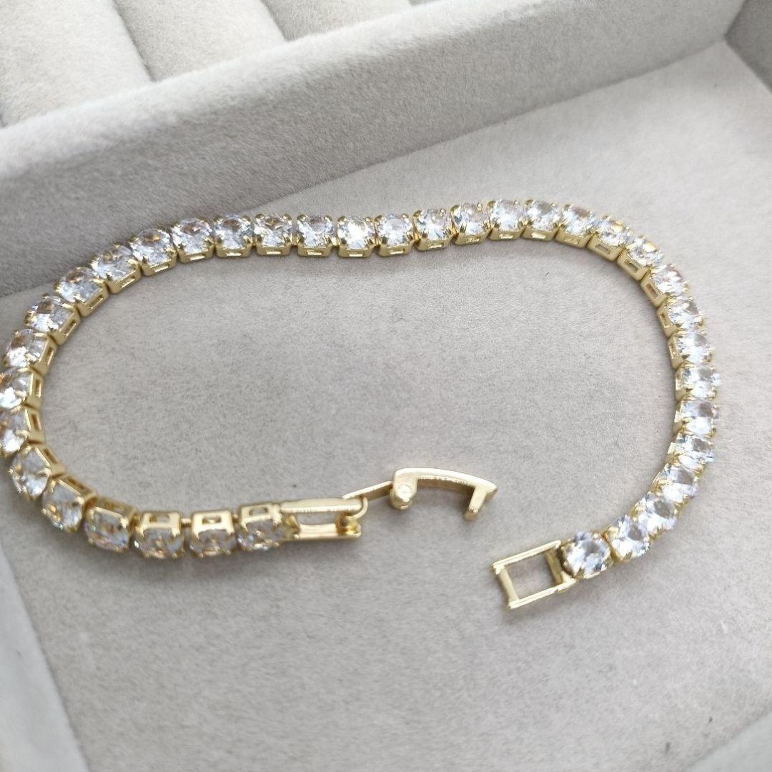新品✨ モアサナイト ブレスレット 4mm ゴールド 18cm - メルカリ