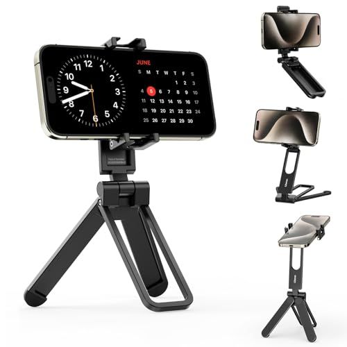 Ulanzi MA26 スマホ三脚 ミニ三脚 全金属製 スタンド＆手持ちモード 360度回転 自撮り棒 スマホスタンド 携帯スタンド 安定 軽量 折りたたみ 持ち運び便利 収納後11.5cm コールドシュー付き 高さ調整 角度調整 横置き/縦置き 卓上三脚 K