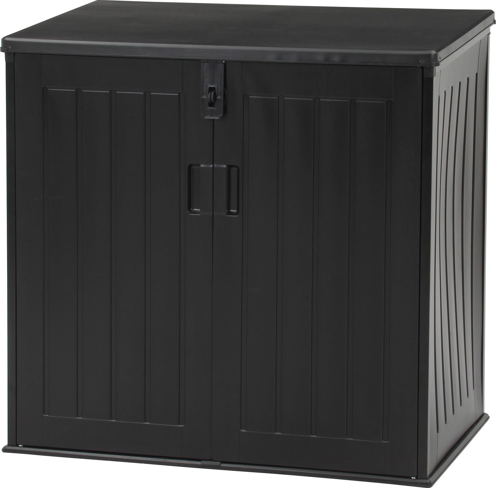 不二貿易 物置 755L 屋外 収納庫 鍵穴つき 収納ボックス 組立商品 ガーデンストレージ幅115.8×奥行71×高さ112.5cm ブラック 組立商品 50619
