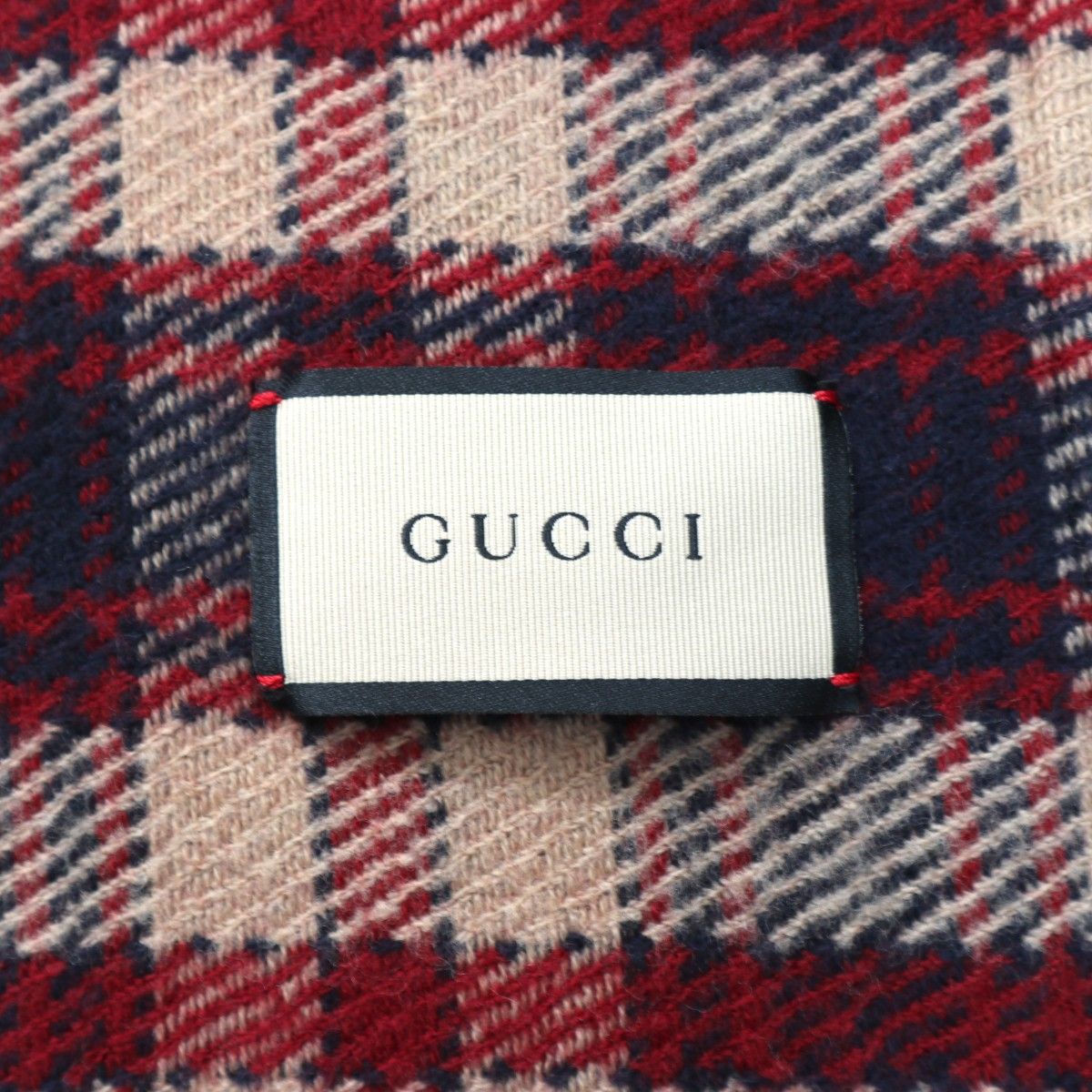 GUCCI グッチ ジャンボGG/チェック柄 リバーシブル ウール フリンジ