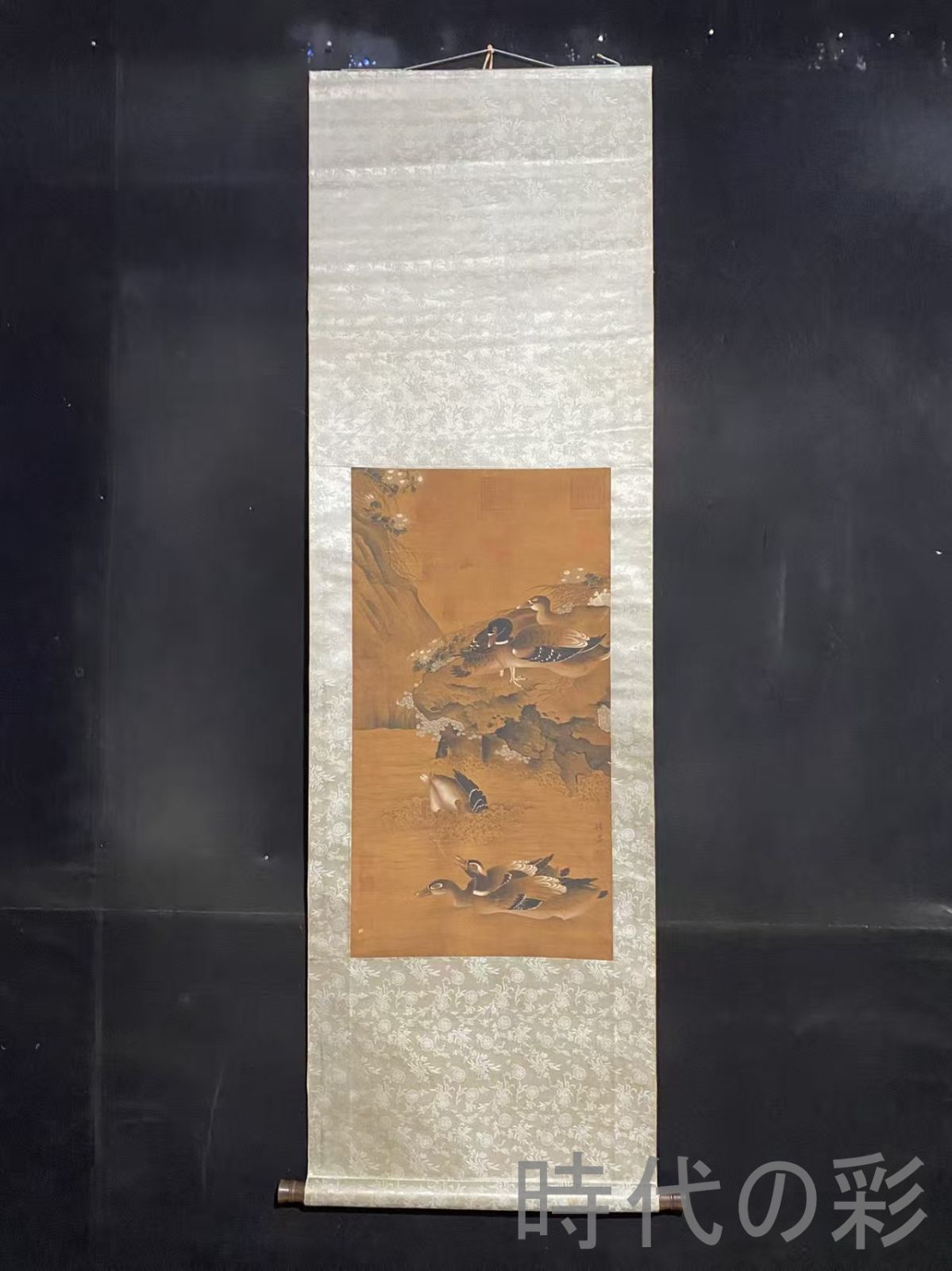 【中国古美術】旧藏 三尺中堂画 趙昌款 花鳥図 肉筆 手描き 絹本 書画 唐物 骨董 時代物 希少 模写 R08042716