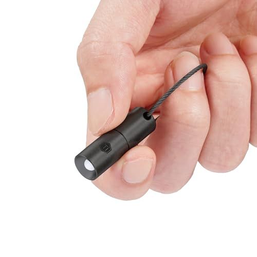 KeyUnity ミニ懐中電灯 電池式 長さ33mm KF00 BK キーライト 小型 led チタン合金製 フラッシュライト 超ミニサイズ キーリング付き ハンディライト ボタン型電池対応 IPX8防水 キーホルダー ライト 防災 散歩 キャンプ 緊急用 K