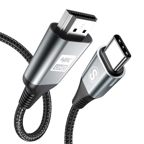 USB Type C HDMI 変換ケーブル 5M【4K@60Hz 映像出力】,タイプC to hdmi ナイロン編み USB-C HDMIケーブル Thunderbolt 4/3対応 iPhone 17/16/15 Pro/Pro Max、MacBook K