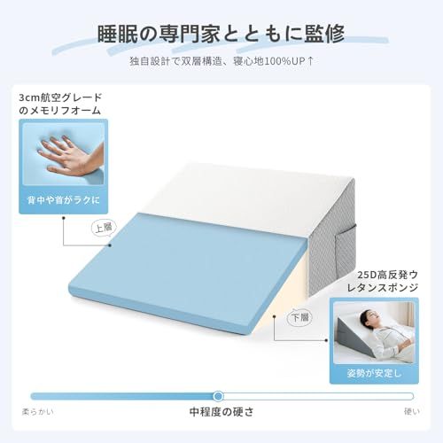三角クッション 三角枕 Tillmulya 【介護専門家推薦】 背もたれ クッション OEKO-TEX?認証 6in1 腰枕【真?25D高反発】 背中クッション 洗える枕カバー テレビ 読書 ごろ寝 敬老の日 クリスマス プレゼントpms