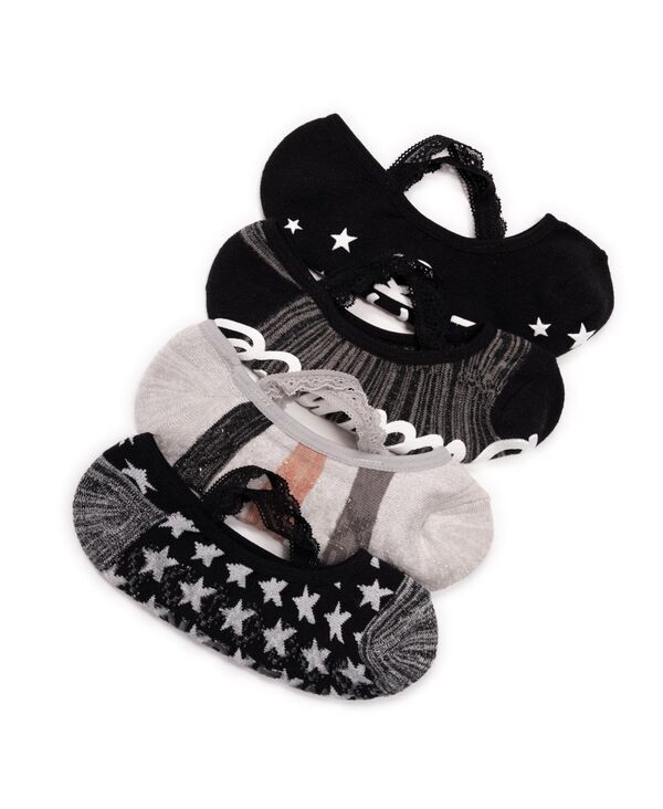 ムクルクス レディース アンダーウェア 靴下 MUK LUKS Womens Studio Socks Criss Cross Ballerina 4PK Blackgrey pack ブラック