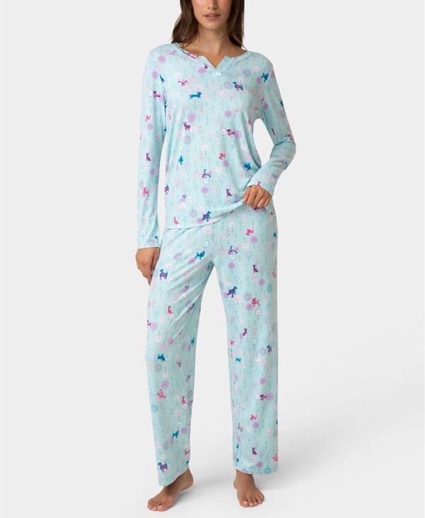 ヒュー レディース アンダーウェア ナイトウェア ジャージー Hue Womens Timeless Jersey Folded Set Coridalys Blue Dogs ブルー 8,455円