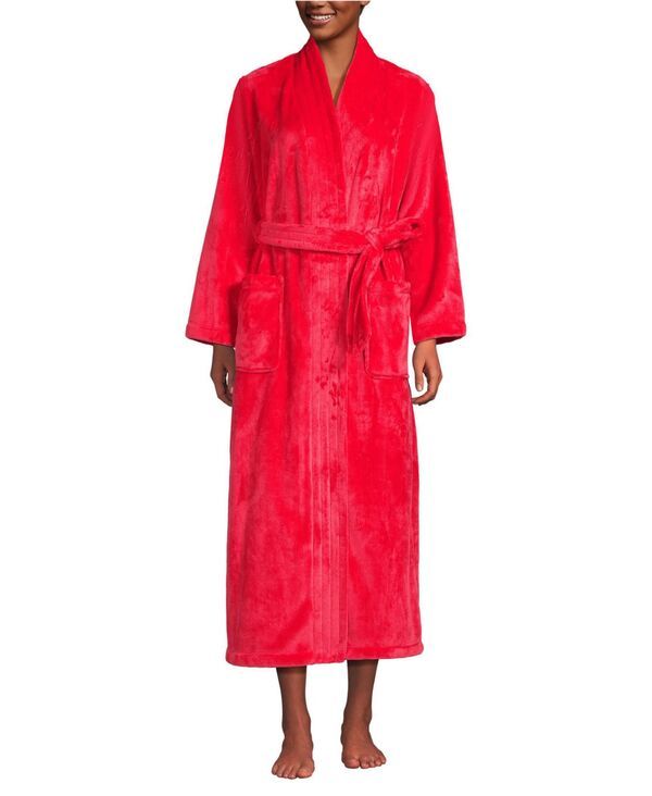 ランズエンド レディース アンダーウェア ナイトウェア プラスサイズ Lands End Womens Cozy Plush Long Wrap Robe Compass red レッド