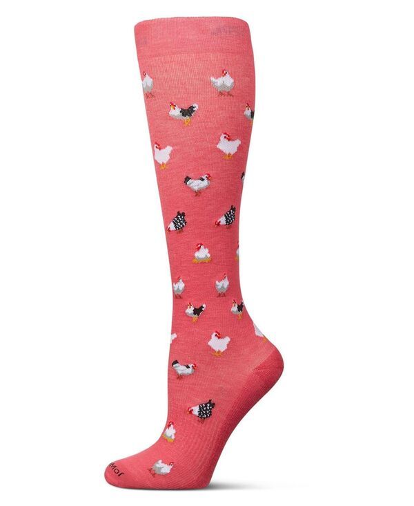 メモイ レディース アンダーウェア 靴下 MeMoi Womens Roosters 815 mmHg Graduated Compression Socks MFY08994 Pink Carnation ピンク