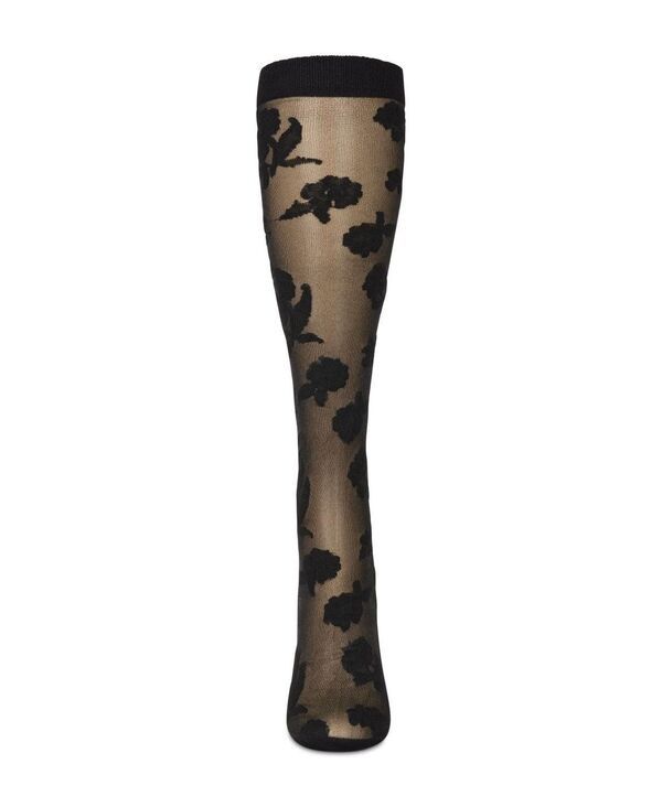 メモイ レディース アンダーウェア 靴下 フラワー柄 シアー フラワー MeMoi Womens Floral Fantasy Sheer Knee High Socks Black ブラック
