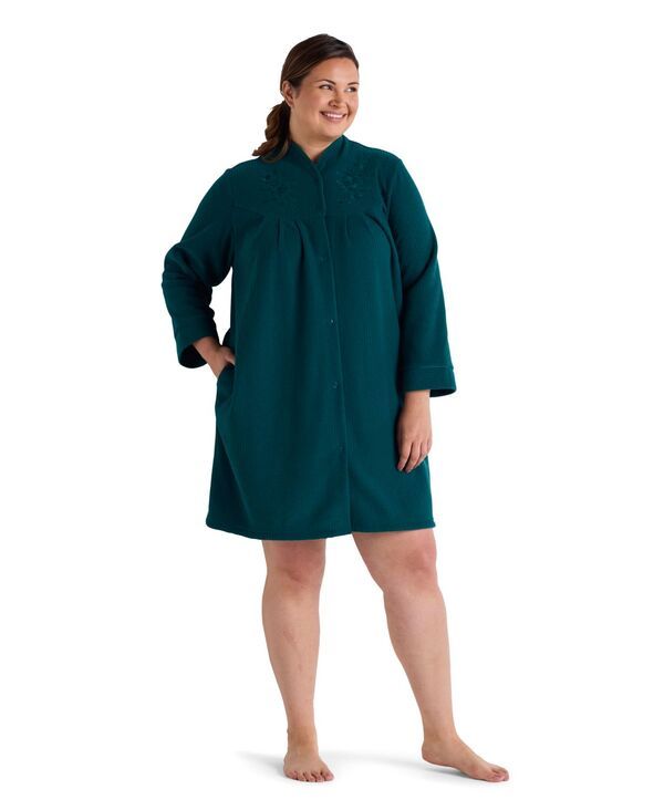 ミス エレーン レディース アンダーウェア ナイトウェア プラスサイズ 長袖 Miss Elaine Plusize LongSleeveshort Robemerald エメラルド