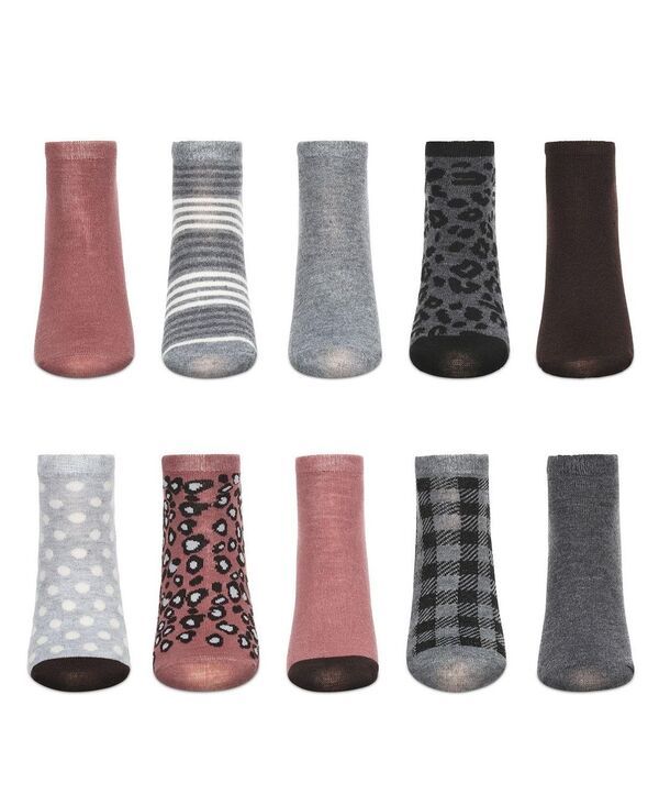 メモイ レディース アンダーウェア 靴下 MeMoi Womens 10 Pair Pack Leopard Low Cut Socks Blush ブラッシュ