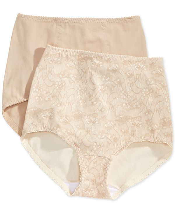 バリ レディース アンダーウェア パンツ コットン Bali Womens Light TummyControl Cotton 2Pack Brief Underwear X037 NudeNude Lace w Flowers Nude 5