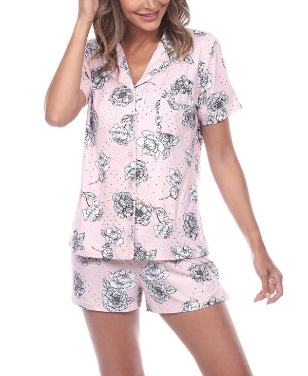 ホワイトマーク レディース アンダーウェア ナイトウェア フラワー柄 フラワー White Mark Womens Short Sleeve Floral Pajama Set 2Piece Rose