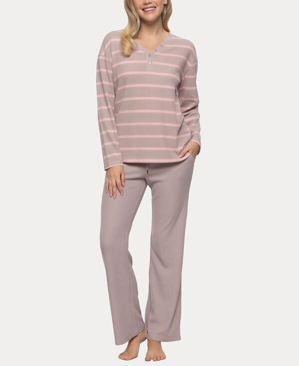フェリナ レディース アンダーウェア ナイトウェア Vネック Felina Womens Jolie VNeck Henley and Pant Lounge Set Purple Dove パープル
