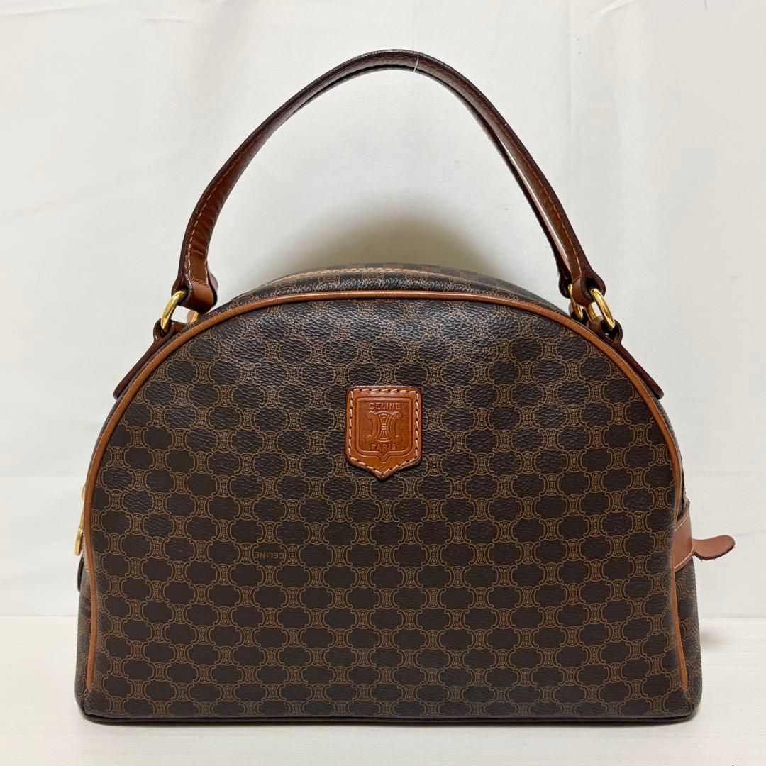 CELINE セリーヌ ハンドバッグ マカダム PVC レザー ブラウン M94 良品 