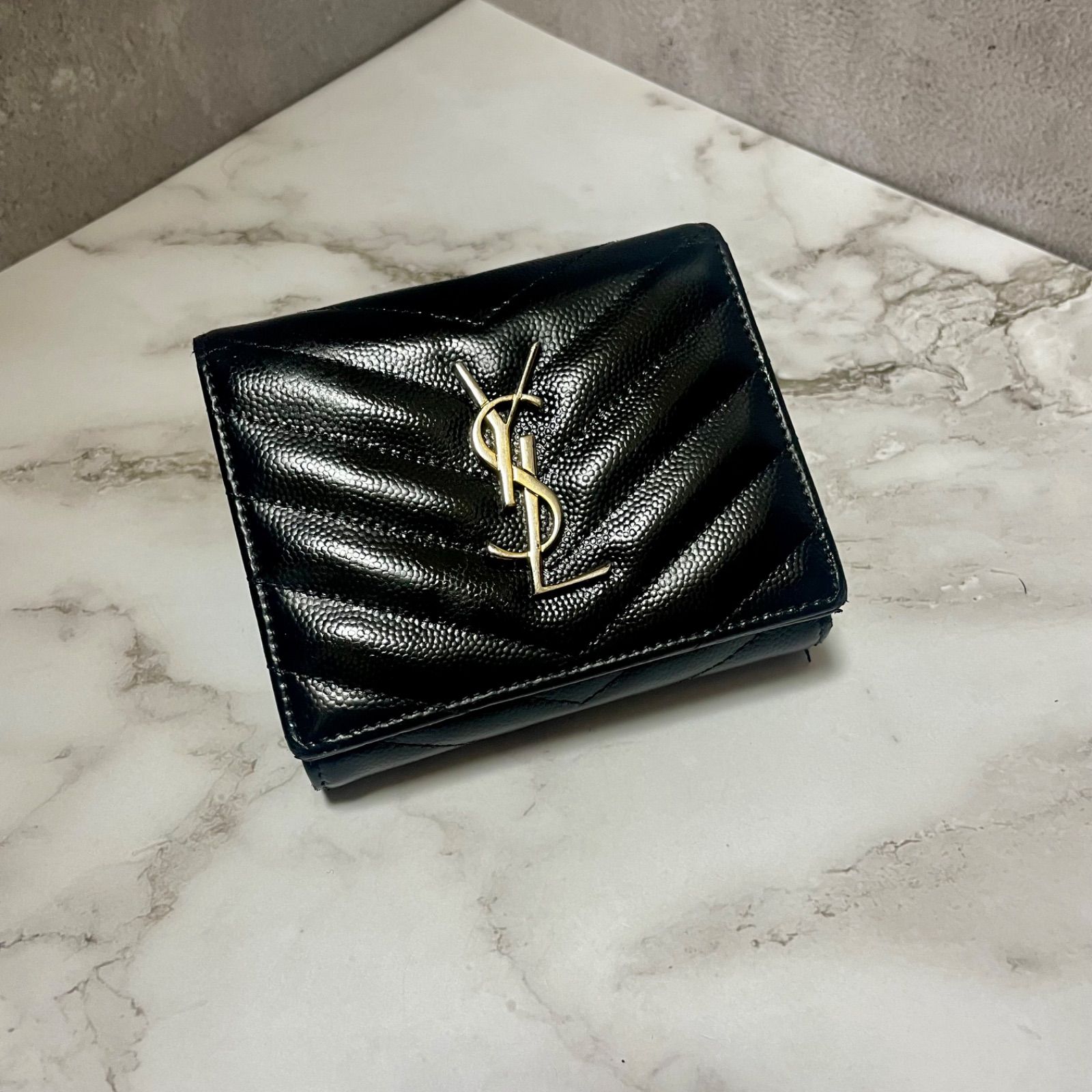 SAINT LAURENT 三つ折り財布 YSL レザー