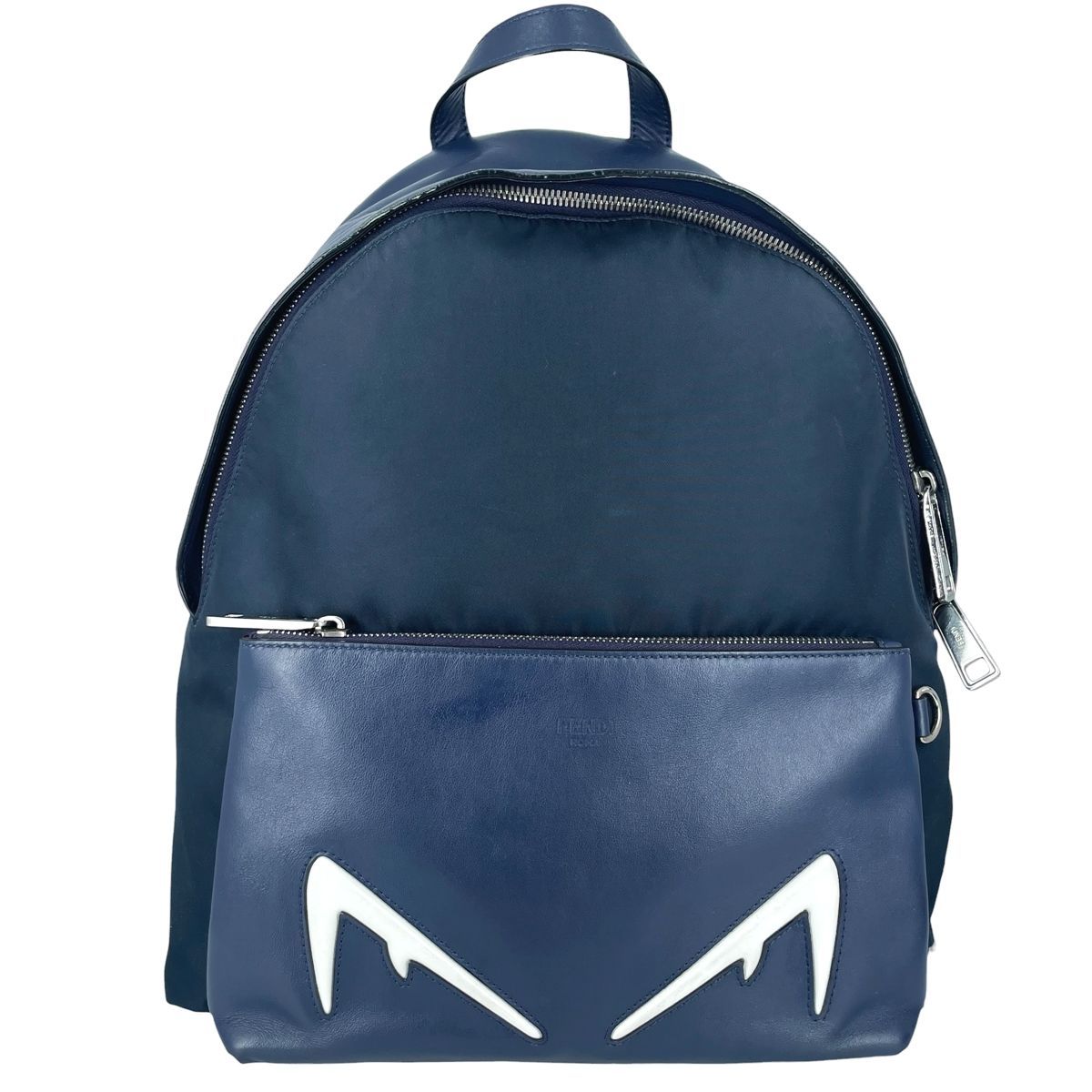 中古】 Fendi フェンディ バグズアイバックパック ネイビー ナイロン