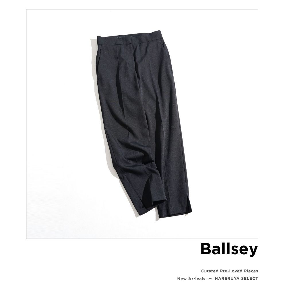 315t*美品 トゥモローランド TOMORROWLAND ボールジィ Ballsey グログランストレッチ スリムパンツ 34 S ブラック