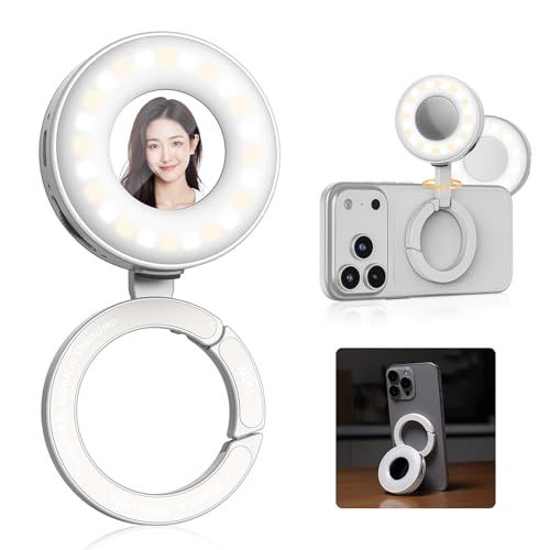 Ulanzi リングライト 自撮りライト MagSafe対応 スマホスタンドとして LEDライト 3色モード 6cm延長可能 2500～9000K 色温度調節 180°折り畳み 360°回転 185°反転 充電式 両面マグネット スマホライト 高輝度 国内発送