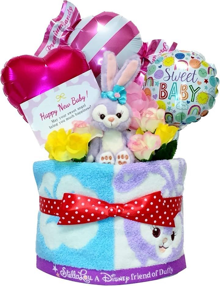 KanonBabys おむつケーキ 女の子 出産祝い 赤ちゃん 誕生日 ベビーシャワー ギフト duf1613 (ピンク, 1段 Sサイズ)