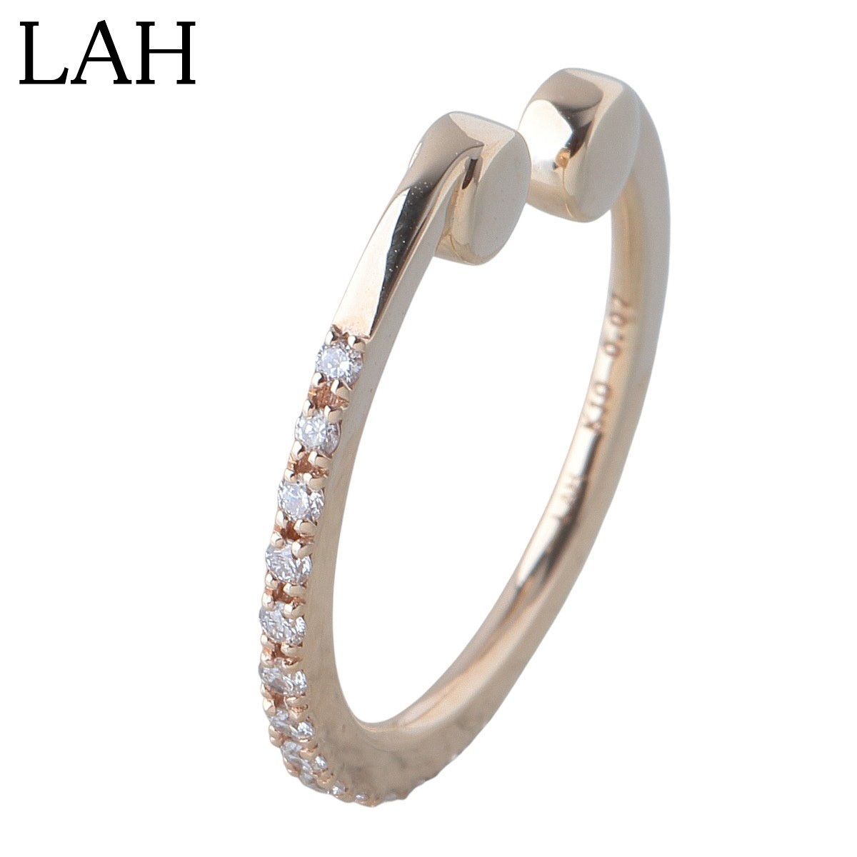 LAH ダイヤ イヤーカフ イヤリング シングル フープ 0.07ct K10YG 新品仕上げ済 エルエーエイチ VENDOME AOYAMA【25864】