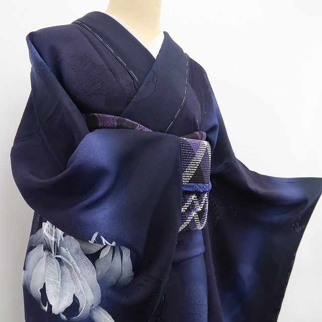 ❁tomihisa❁新品 紋紗 gossamer 百合 縦暈し 夏着物 正絹 仕付け糸付