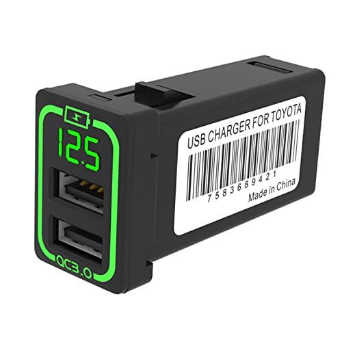 MAXWIN カーチャージャー USB QC3.0 車載充電器 TOYOTA トヨタ車系用 スイッチホール パネル 埋め込み 急速充電 充電器 電圧 緑 K-USB01-T1G 国内発送